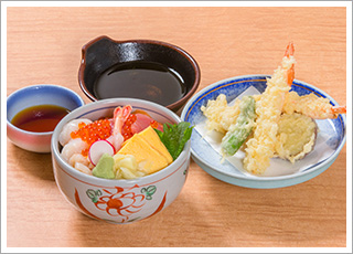 （4）いちば亭特製海鮮丼と天ぷらセット